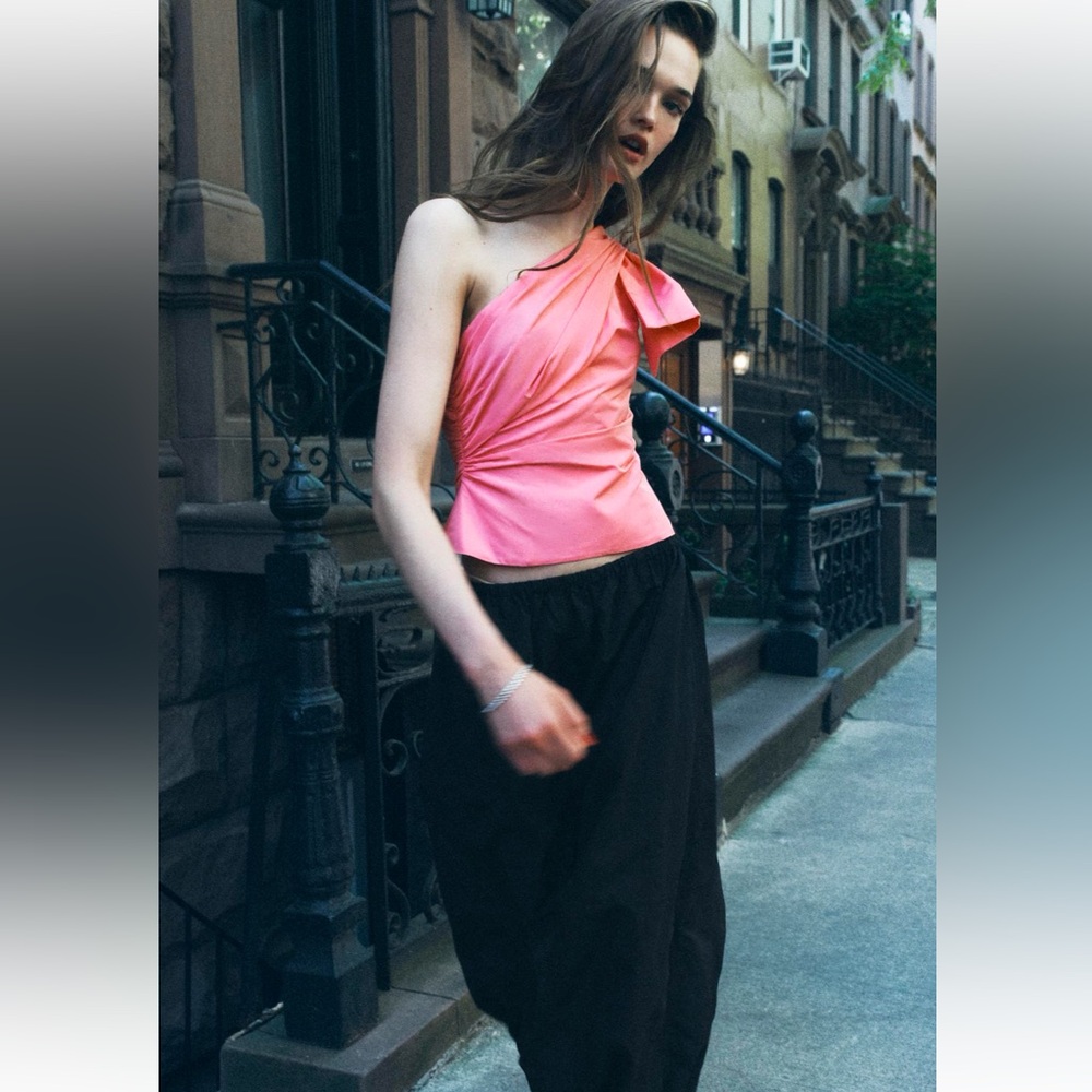 ZARA TAFFETA BOW TOP